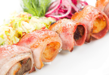 barbecue with sauce and vegetables