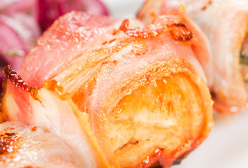 barbecue with sauce and vegetables