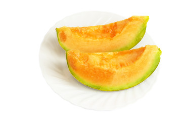 白背景のカットされたメロン