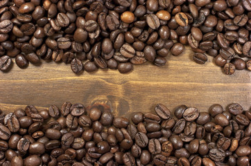 Café, fondo madera