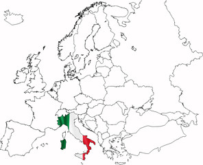 Fototapeta premium flag of country on map