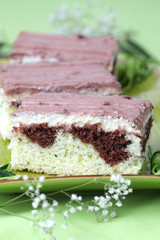 Zucchini cake with vanilla cream and chocolate sour cream