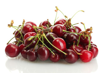 Obraz na płótnie Canvas Ripe cherry berries isolated on white