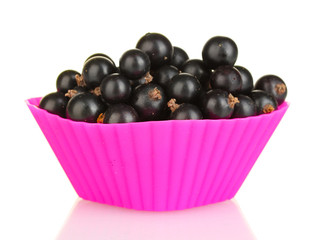 Fresh black currant in silicone mold isolated on white