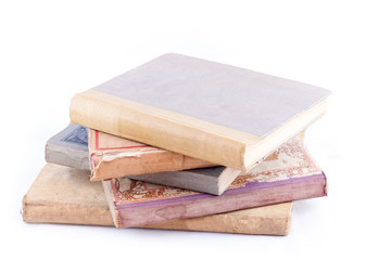 Stack of old, antique books isolated