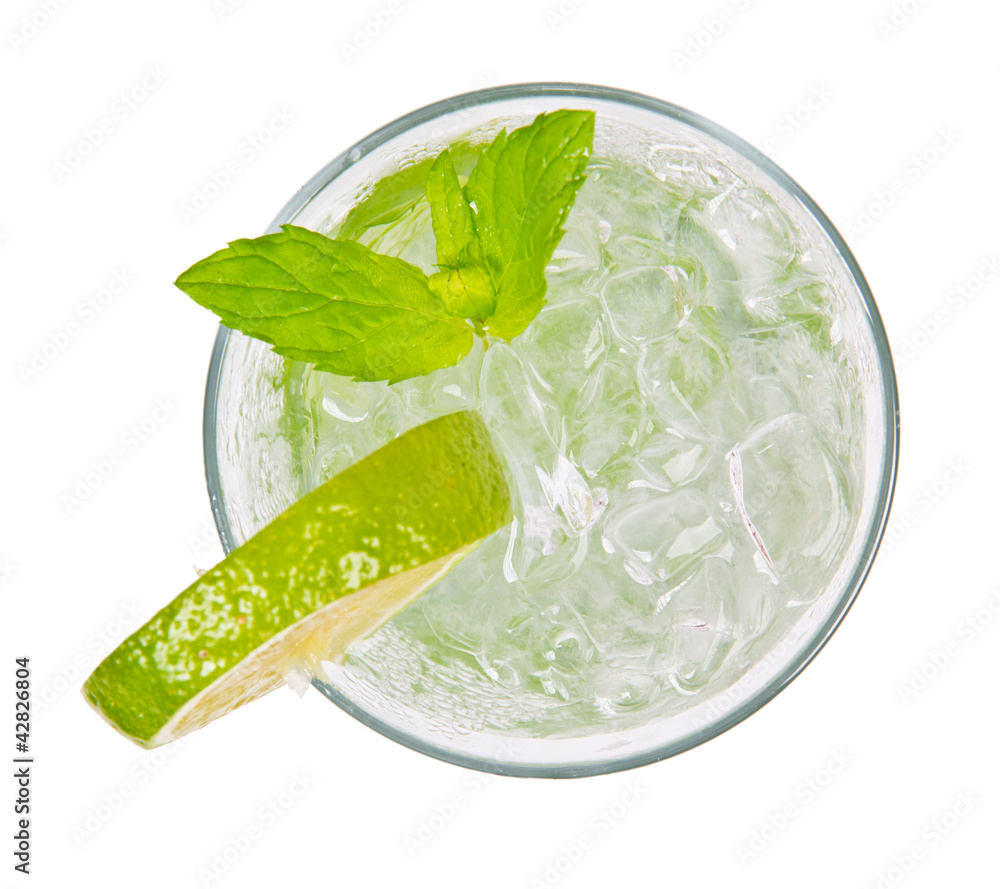 Aufkleber mojito drink from top view, isolated on white background