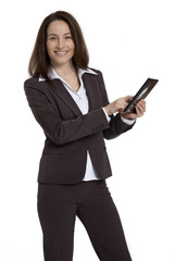 Business Woman Holding Tablet Device