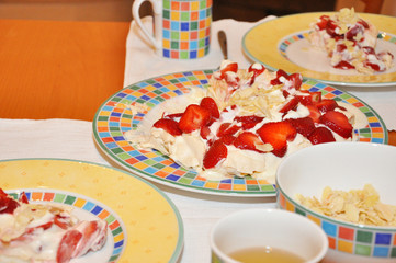 Strawberry dessert with whipped cream
