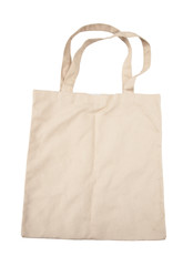 Brown cotton bag on white isolated background