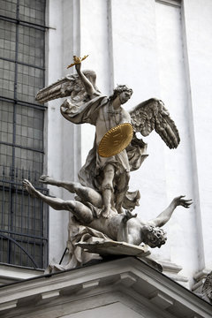 Saint Michael with gold shield and sword in center of Vienna