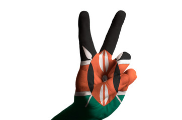 kenya national flag two finger up gesture for victory and winner