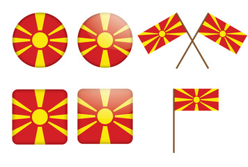 set of badges with flag of Macedonia vector illustration