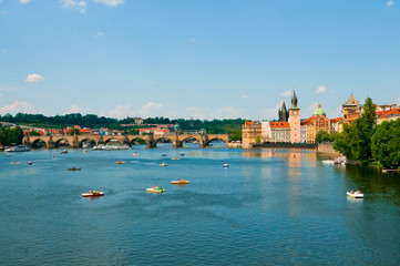 Obraz premium The View on summer Prague above River Vltava
