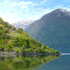 Fototapeta na wymiar Leben am Fjord