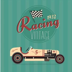 Stickers muraux Poster vintage Voitures de course de sport vintage de vecteur