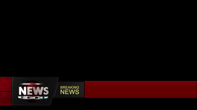 Broadcast news ticker lower third overlay (loop-able) with alpha