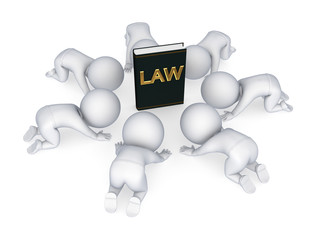 3d small people around book of law.