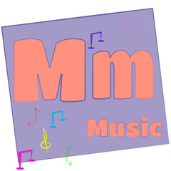 M-music/Colorful alphabet letters with words and their image