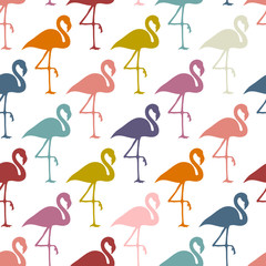Obraz premium Seamless Pattern Retro Color Flamingos