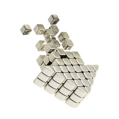 Technology cube arrow silver emblem icon