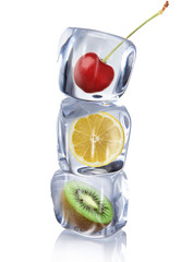 Fruit in ice cube