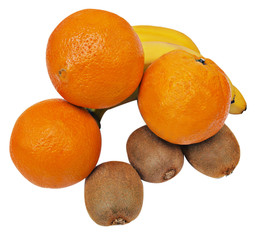 Oranges, kiwi and bananas