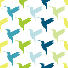 Seamless Pattern Blue/Green Hummingbirds