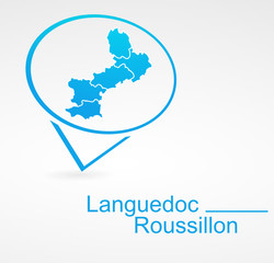 Fototapeta na wymiar Langwedocja-Roussillon region Francji w niebieskiej zakładki