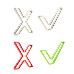 Yes and no as tick and cross signs isolated