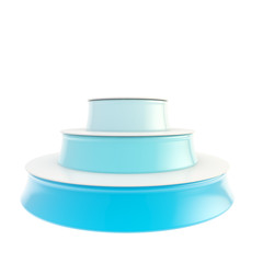 Three step blue glossy podium isolated