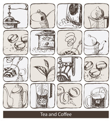 set of design elements for tea and coffee