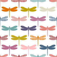 Retro Color Dragonflies Pattern Seamless Pattern © Jan Engel