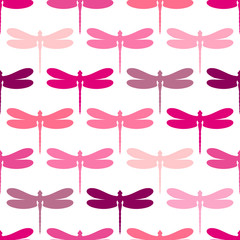 Seamless Pattern Pink Mix Dragonflies © Jan Engel