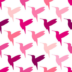 Seamless Pattern Pink Mix Hummingbirds