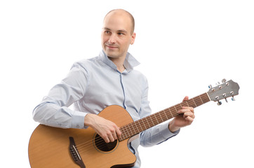 Young happy man with guitar