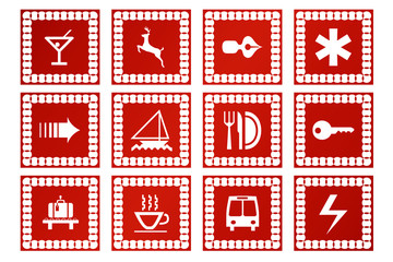 Formas cuadradas rojas