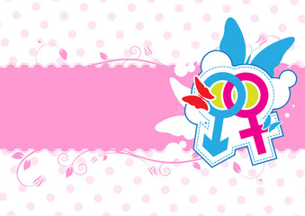 male and female symbol on floral background