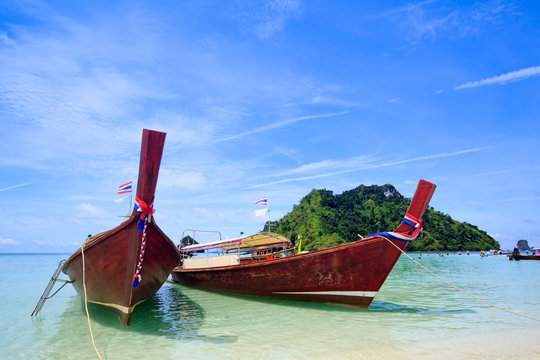 Thai traditional boats on Krabi island