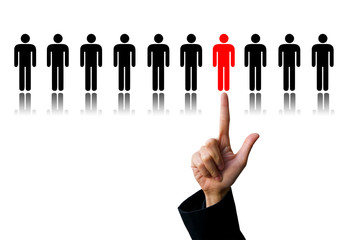 Female hand choice a person