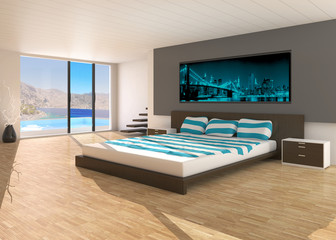 Modern interior of a bedroom