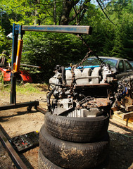 Fototapeta na wymiar Hanging Car Engine