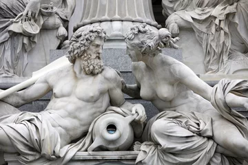 Fotobehang Detail van Pallas-Athene fontein, Wenen © zatletic