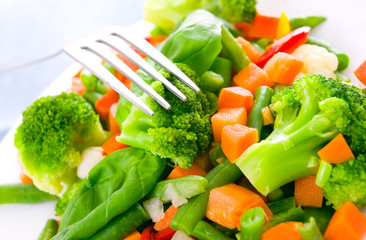Mixed vegetables on a plate