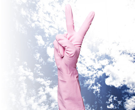 pink gloves