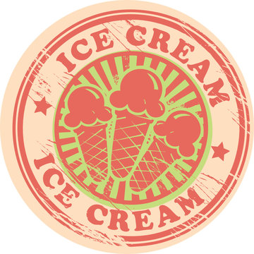 Vintage retro ice cream label, vector illustration