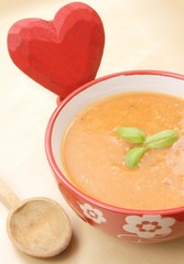 tomato soup with red heart