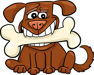 Cartoon Dog with big bone