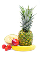 Fruits on white