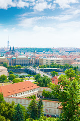 Fototapeta na wymiar view of Prague city from hill