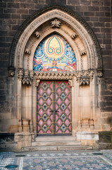 Prague, Vysehrad, decorated the door of the cathedral